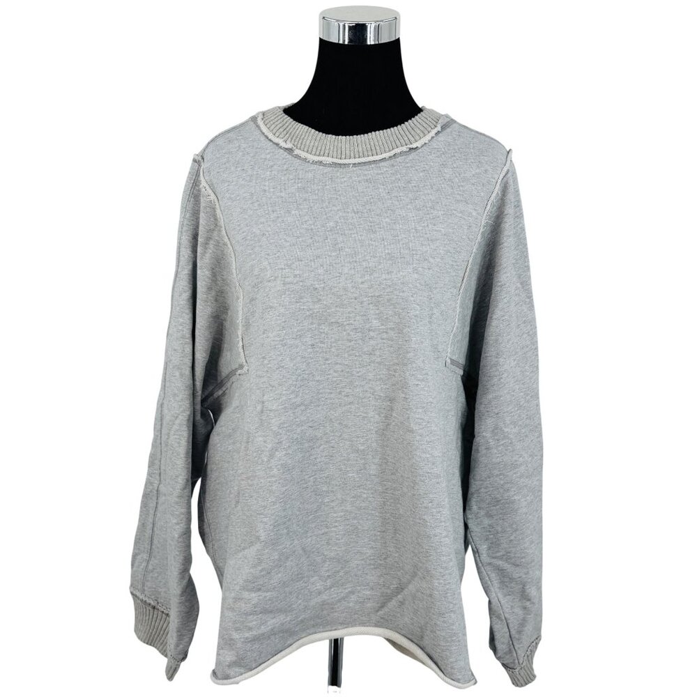NWT Free People Gray Slouchy Crew Neck Sweater| Coastal Grandmother Quiet Luxury - Picture 2 of 16